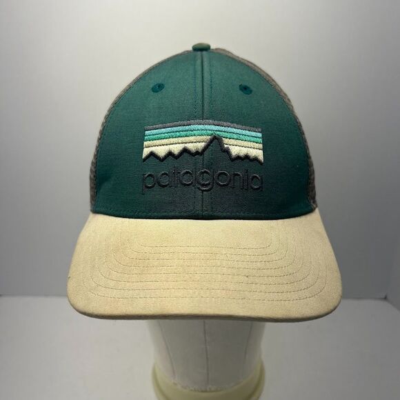 Patagonia Teal Line Trucker Hat Hike Mountain Trail Climb Cap Outdoor Boat Fish - Picture 1 of 8